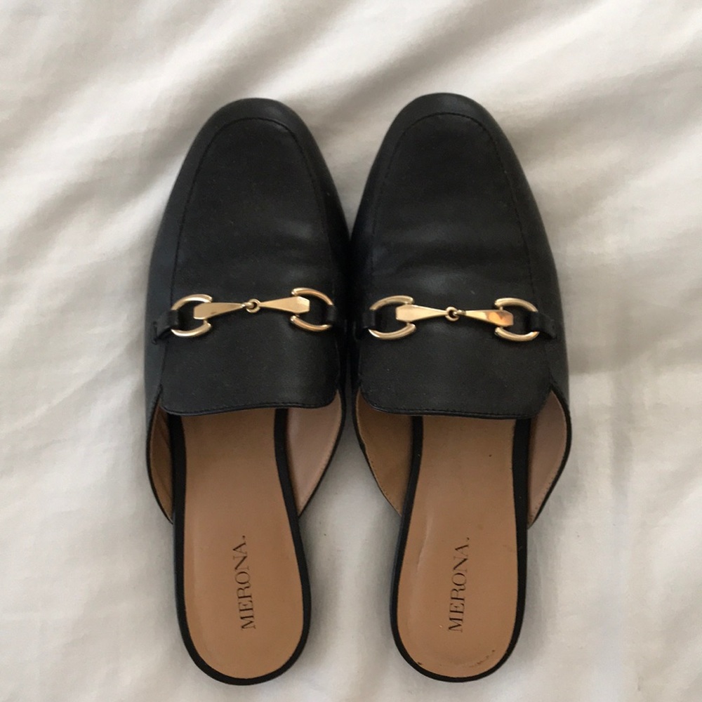 Black Loafer Mules